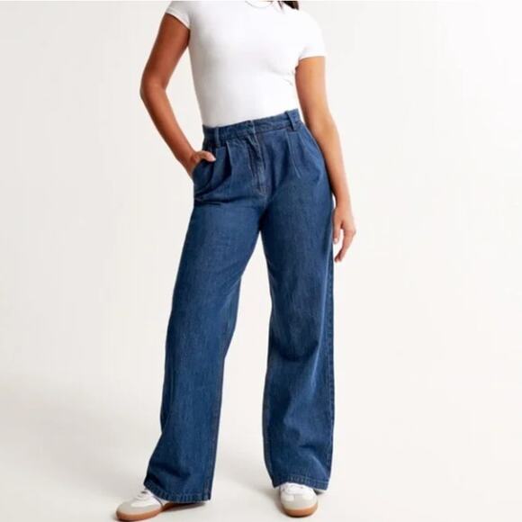 ABERCROMBIE & FITCH Sloane Tailored Wide Leg Jean Trousers Sz 31/12R $100 {N37} - Picture 1 of 5